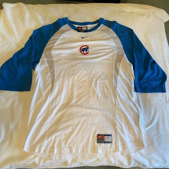 Nike Men’s Dri-Fit Center Swoosh MLB Chicago Cubs Baseball Style Tee Size Large - Picture 1 of 8